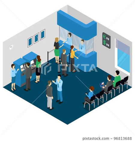 Bank Office Isometric Concept 96813688