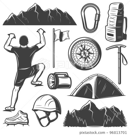 Vintage Mountain Climbing Elements Set Vintage Mountain Climbing Elements Set 96813701