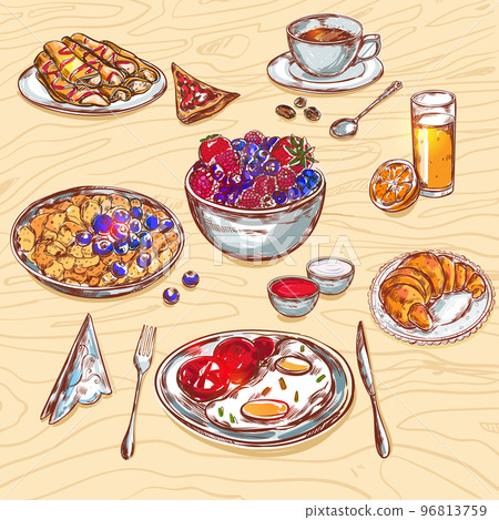 Food Breakfast View Icon Set 96813759