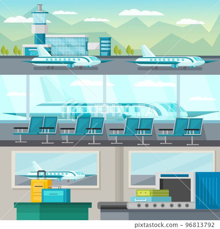 Airport Orthogonal Banners Set Airport Orthogonal Banners Set 96813792