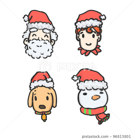 Set of cartoon christmas character head. Set of cartoon christmas character head. 96813801