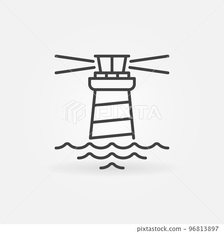 Vector lighthouse with Waves thin line concept icon or sign Vector lighthouse with Waves thin line concept icon or sign 96813897