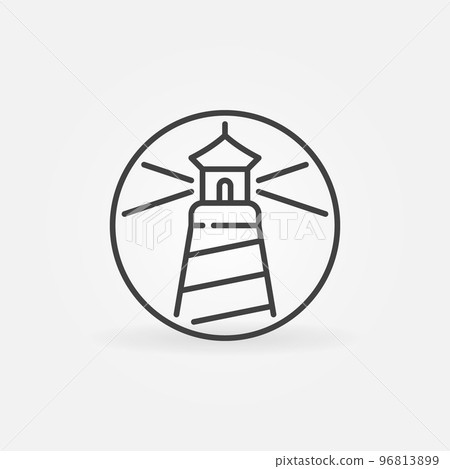 Circle with Lighthouse linear vector concept icon or logo Circle with Lighthouse linear vector concept icon or logo 96813899