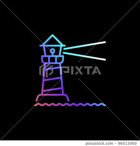 Lighthouse in Ocean outline vector concept colorful icon Lighthouse in Ocean outline vector concept colorful icon 96813900