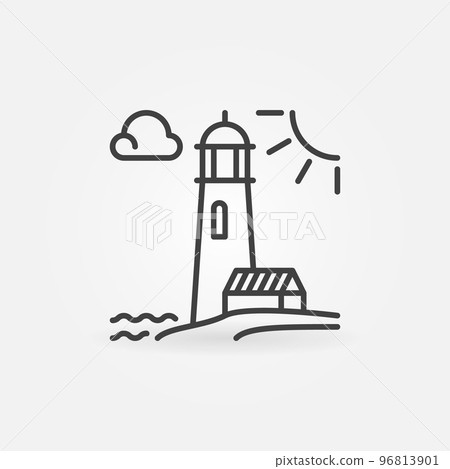Lighthouse on the Coast vector concept line icon or symbol Lighthouse on the Coast vector concept line icon or symbol 96813901