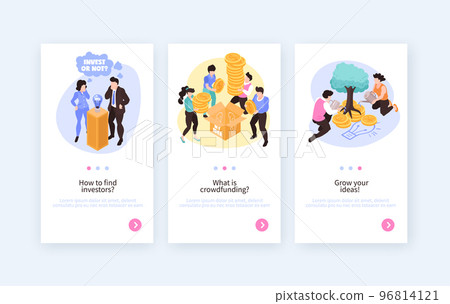 Crowdfunding Isometric Vertical Banners Crowdfunding Isometric Vertical Banners 96814121