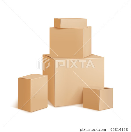 Delivery Boxes Realistic Image 96814158