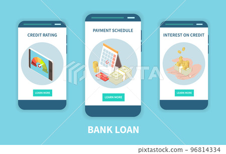 Bank Loan Isometric Set Bank Loan Isometric Set 96814334