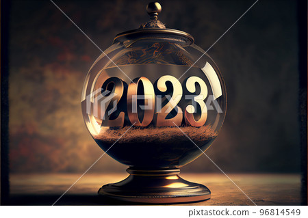 3D render of Happy new year 2023 background. New Year concept. Symbol of starting new year 2023 3D render of Happy new year 2023 background. New Year concept. Symbol of starting new year 2023 96814549