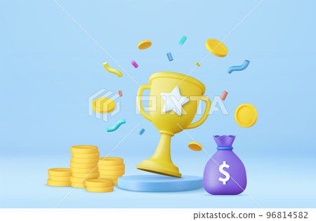 3d winners with golden cup 96814582