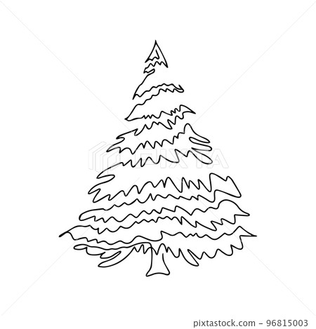 Christmas pine fir tree. Continuous one line drawing. Vector illustration minimalistic design 96815003