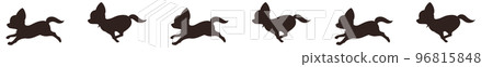 Running dog (chihuahua) silhouette endless line 96815848