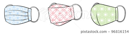 Japanese pattern cloth mask illustration set 96816154