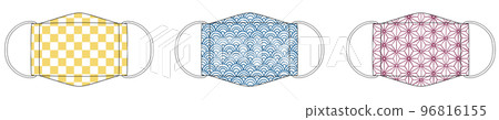 Japanese pattern cloth mask illustration set Japanese pattern cloth mask illustration set 96816155