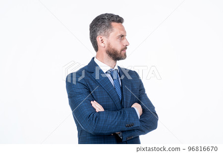 handsome confident businessman in formalwear crossed hands isolated on white, charisma handsome confident businessman in formalwear crossed hands isolated on white, charisma 96816670