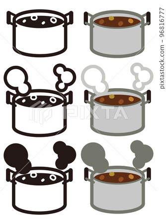 Pot curry set icon illustration set Pot curry set icon illustration set 96816777