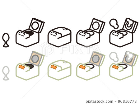 Rice cooker set icon illustration set Rice cooker set icon illustration set 96816778