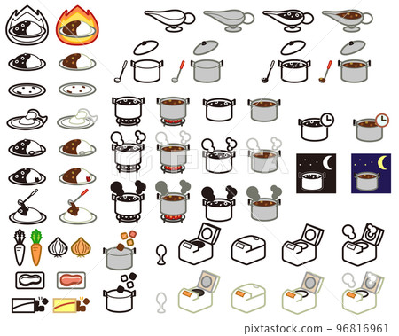 一套咖哩和米飯相關插圖 96816961