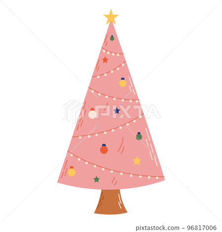 Christmas tree with decorations. Christmas and New Year celebration concept. Good for greeting card, invitation, banner, web design. Christmas tree with decorations. Christmas and New Year celebration concept. Good for greeting card, invitation, banner, web design. 96817006