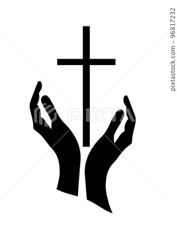 religious cross in hand. Vector illustration 96817232