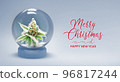 Cannabis Christmas and New Year concept banner. Frozen buds of cannabis plant in glass snow globe 96817244