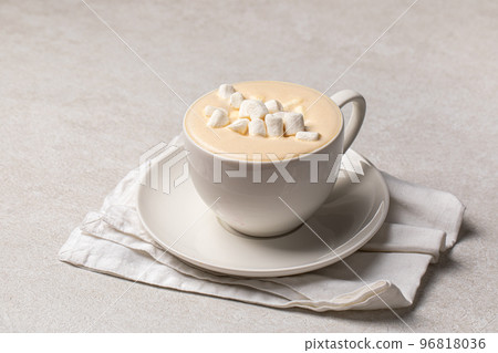 Cup of cappuccino coffee with marshmallows Cup of cappuccino coffee with marshmallows 96818036