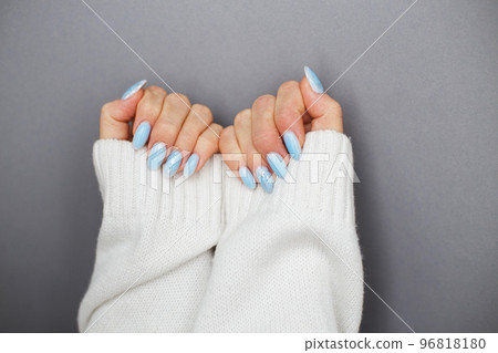 Cozy nails with winter manicure with snowflakes 96818180