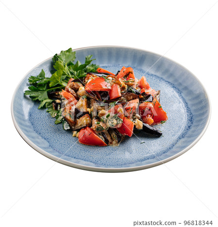 Asian salad with eggplant and tomato Asian salad with eggplant and tomato 96818344