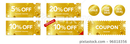 Vector design set of gold discount sale coupons for the holiday season 96818356