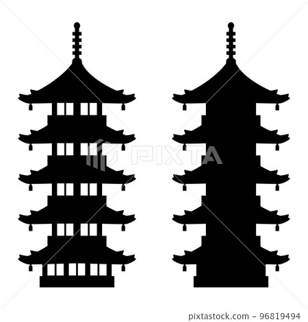 五層寶塔剪影圖 96819494