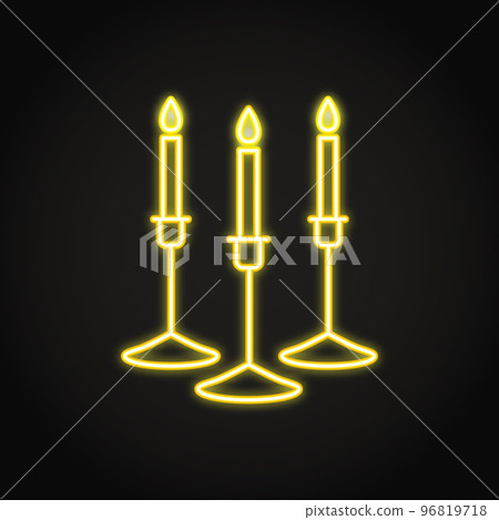 Candles in holder icon in neon line style 96819718