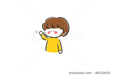 boyish girl waving 96819850