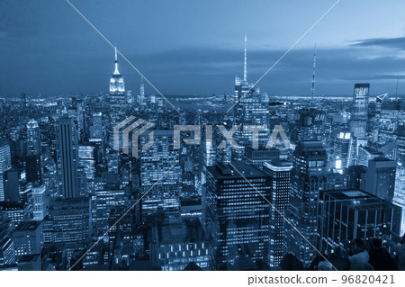 Aerial view of New York city at night, Manhattan, USA Aerial view of New York city at night, Manhattan, USA 96820421