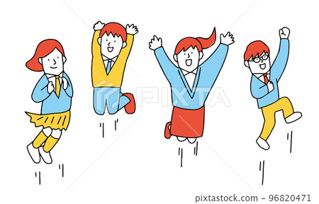 Illustration of students wearing uniforms who are happy to jump 96820471