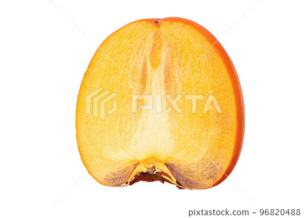 Slices of persimmon.Ripe orange persimmon fruit isolated on white background. Slices of persimmon.Ripe orange persimmon fruit isolated on white background. 96820488