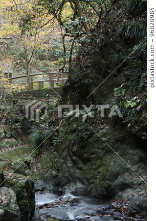 Scenery of a clear stream flowing from Shiokawa Falls through the mountains in winter Scenery of a clear stream flowing from Shiokawa Falls through the mountains in winter 96820985