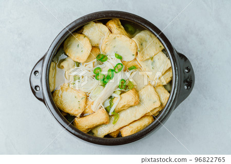 Korean food fish cake soup dish in black earthenware pot Korean food fish cake soup dish in black earthenware pot 96822765