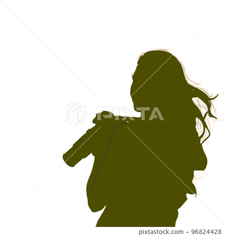 相機女孩相機風景日落早晨太陽女孩背景插圖 96824428