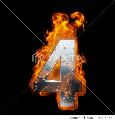 4號在火焰中。燃燒的信件。 96825857