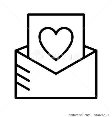Envelope with heart symbol. Love card, invitation. Love letter. Happy Valentines day. 96826595