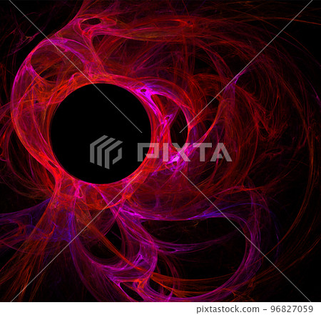 illustration of a scarlet space planet star system, color graphics, background 96827059