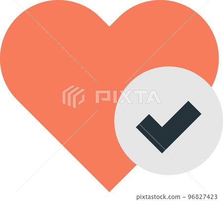 heart and check mark illustration in minimal style heart and check mark illustration in minimal style 96827423
