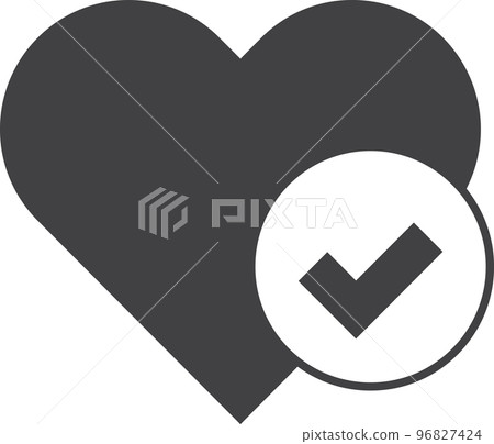 heart and check mark illustration in minimal style 96827424
