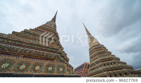 Wat Phra Chetuphon or Wat Pho, a Buddhist temple in Bangkok City, Thailand. Thai architecture buildings background in travel trip and holidays vacation concept. 96827769