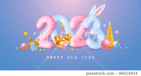 Happy New Year 2023 3d Numbers With Rabbit Ears Happy New Year 2023 3d Numbers With Rabbit Ears 96828954
