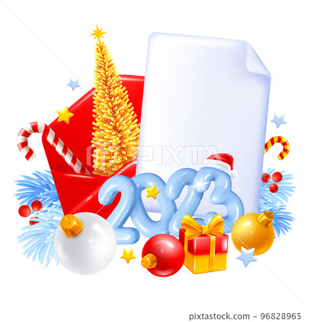 Merry Christmas and Happy New Year Greeting Letter Template 96828965