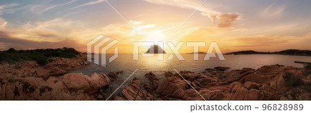 Beach on the Mediterranean Sea. Punta Don Diego, Sardinia, Italy. Background 96828989