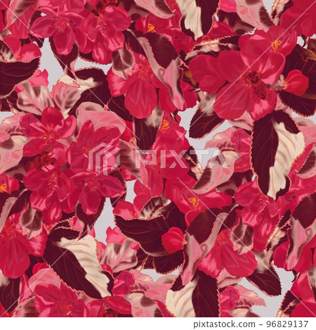 Seamless pattern Viva Magenta. Watercolor illustration of red wild flowers. Pantone color 2023. realistic digital paper Seamless pattern Viva Magenta. Watercolor illustration of red wild flowers. Pantone color 2023. realistic digital paper 96829137