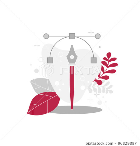 Pen tool. Vector computer graphic. Modern banner in color of year - Viva Magenta Pen tool. Vector computer graphic. Modern banner in color of year - Viva Magenta 96829887
