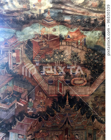 Oriental Themed Wall Drawing 96830339